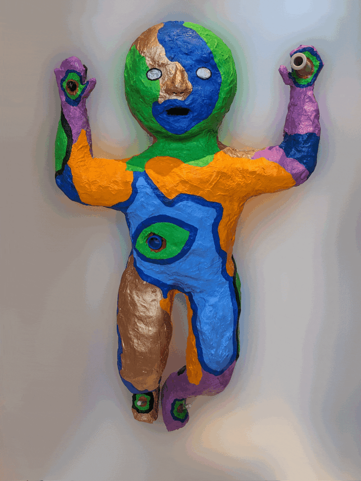 Rotating 360-degree view of a tender, figurative baby sculpture from the Surrogate art project, symbolising lost parenthood for childless middle-aged adults.